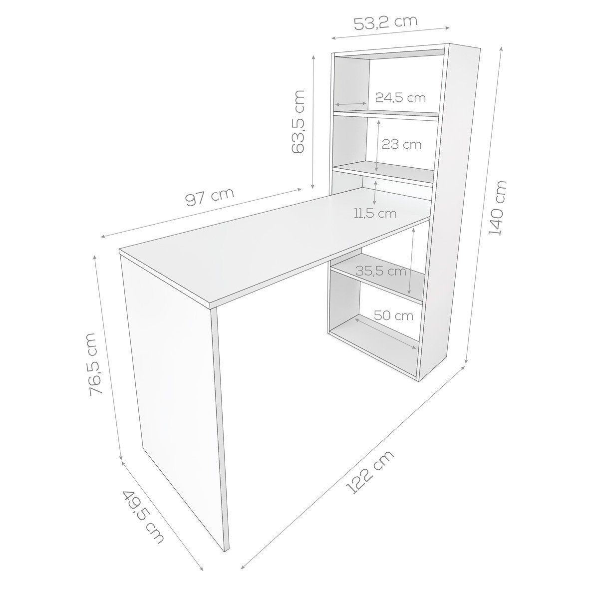 Escritorio con estantería Villena Blanco - Imagen 4