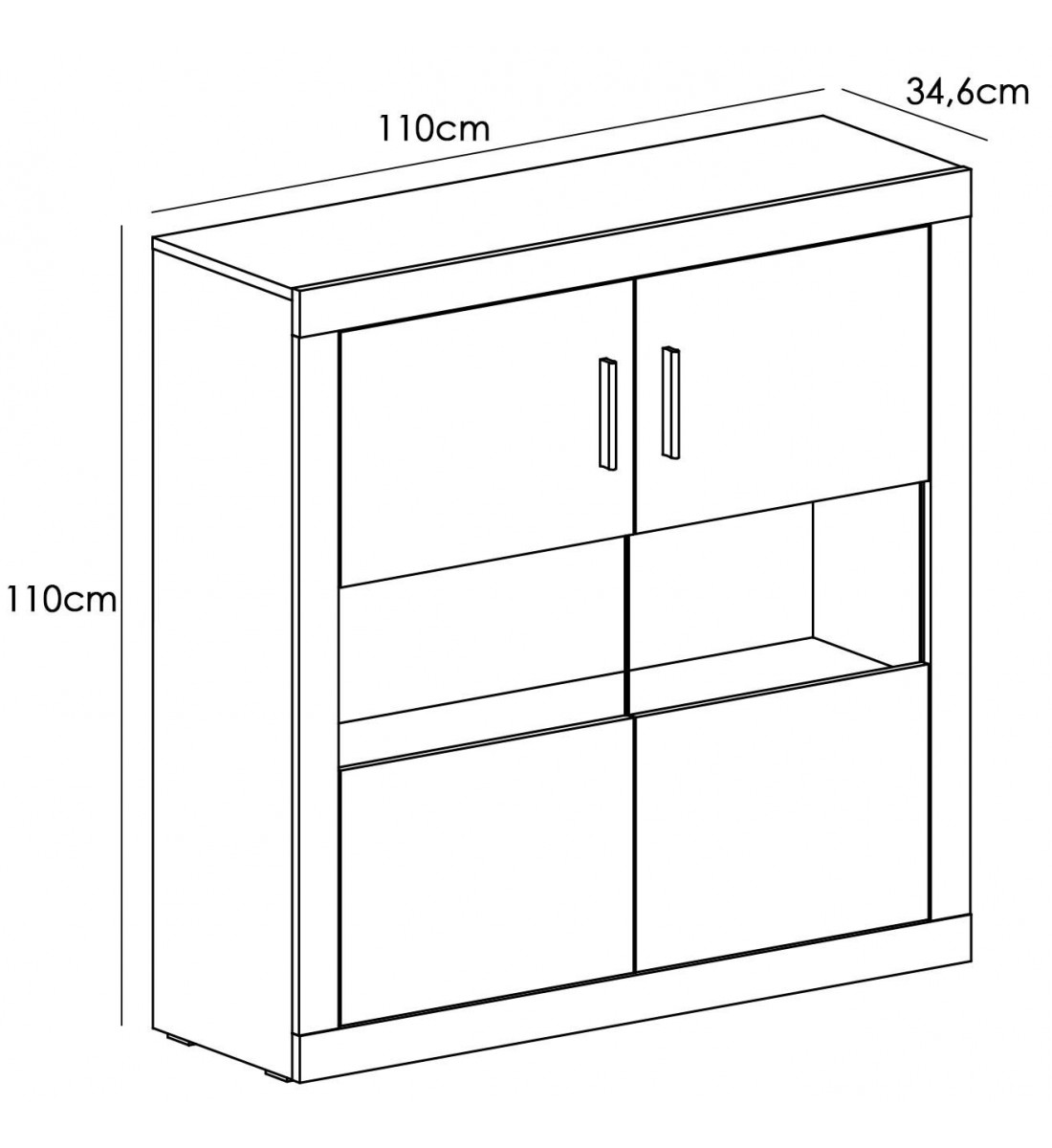 Bodeguero 2 puertas Mod. Lara Cambrian/Blanco - Imagen 2