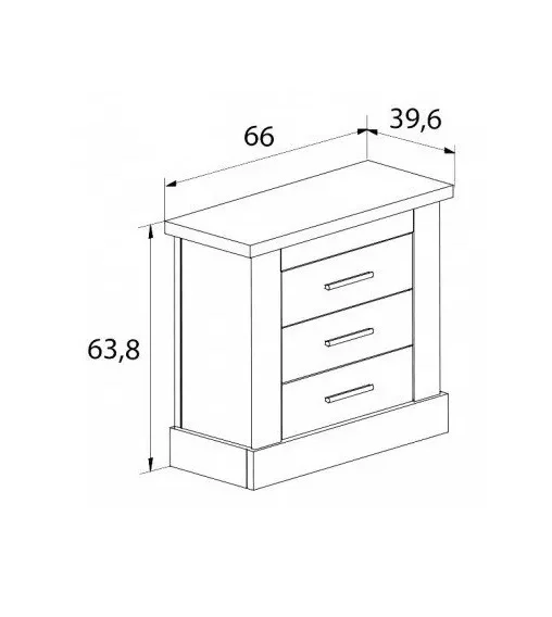 Mesita de noche 3 cajones Chellen Cambrian/Blanco - Imagen 2