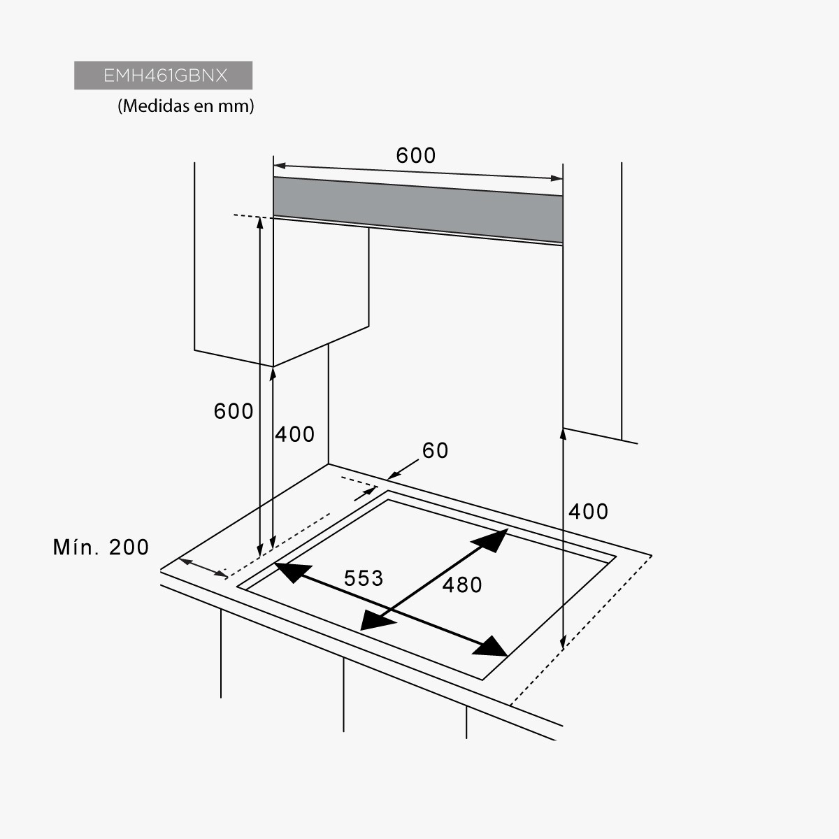 Encimera de Gas 60 cm 4 fuegos EAS - Imagen 2