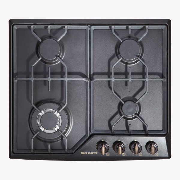 Encimera de Gas Negro estilo rústico 60 cm 4 fuegos EAS