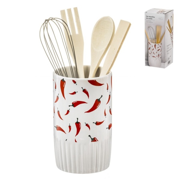Portautensilios cerámica + utensilios Spicy