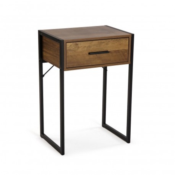 Mesita 1 cajón Clara Madera/Negro